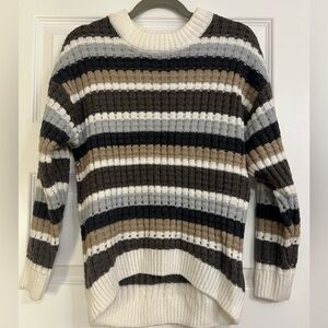 Striped Ribbed Knit Sweater